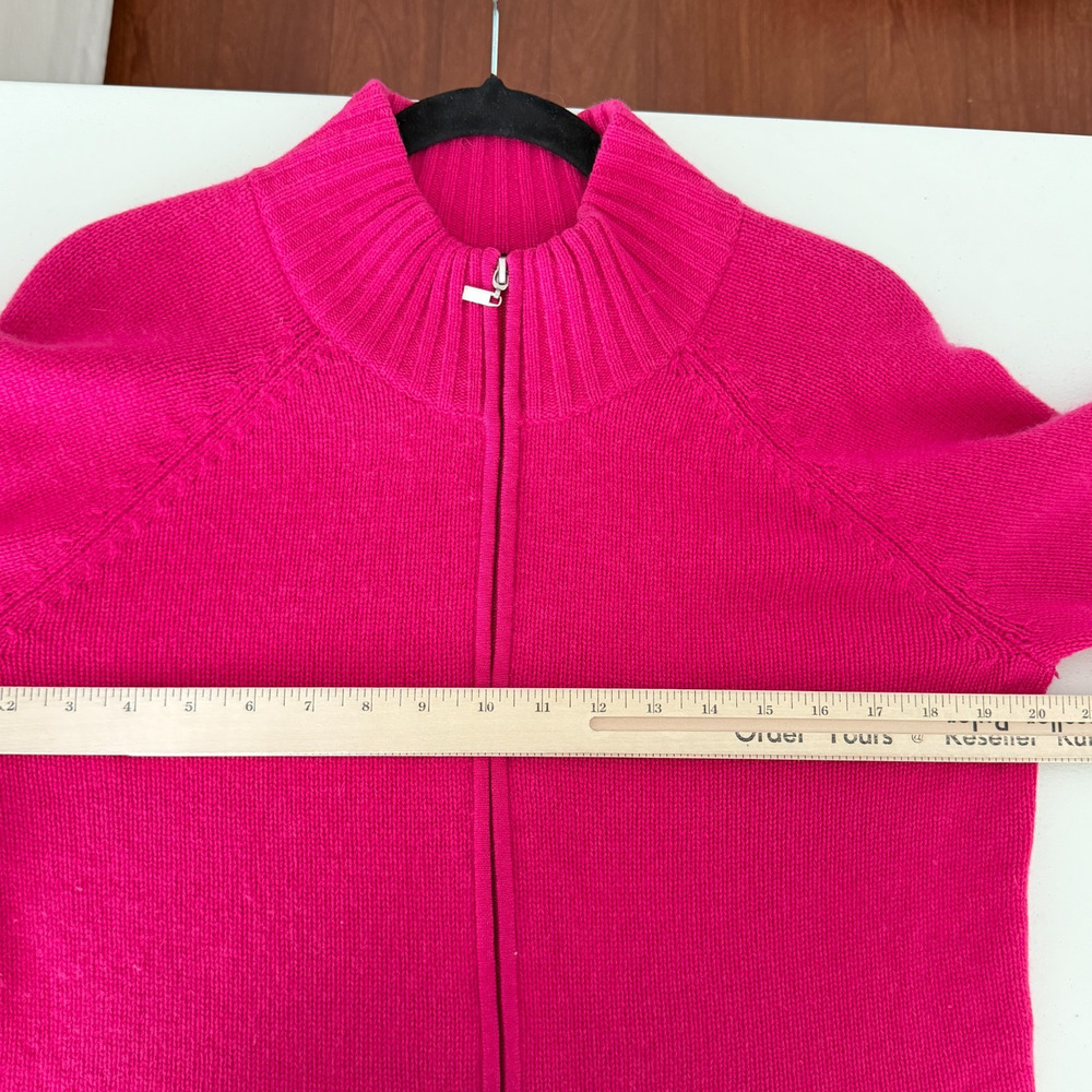 Lord & Taylor Cashmere Cardigan Sweater Large Pink Zip Front Luxury Loud Money - Picture 7 of 8